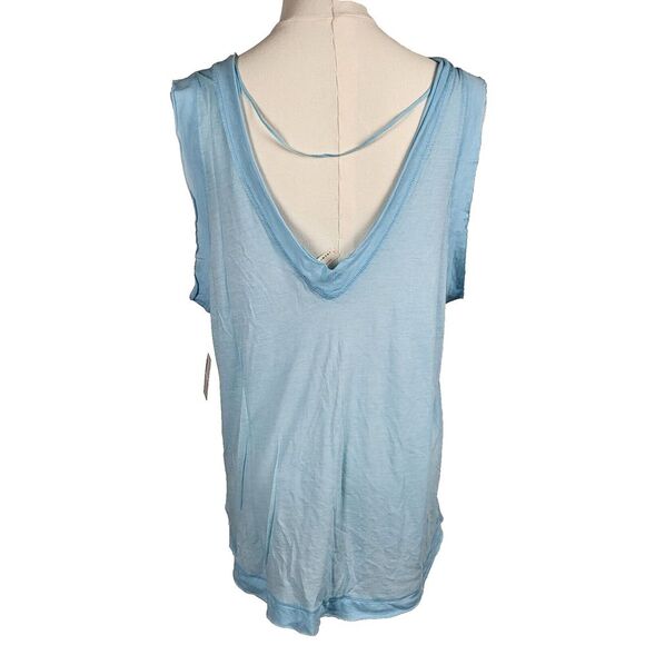 NEW Free People Movement Small Sky Blue Tank Cotton Modal Deep V-Neck BOHO - Picture 6 of 12